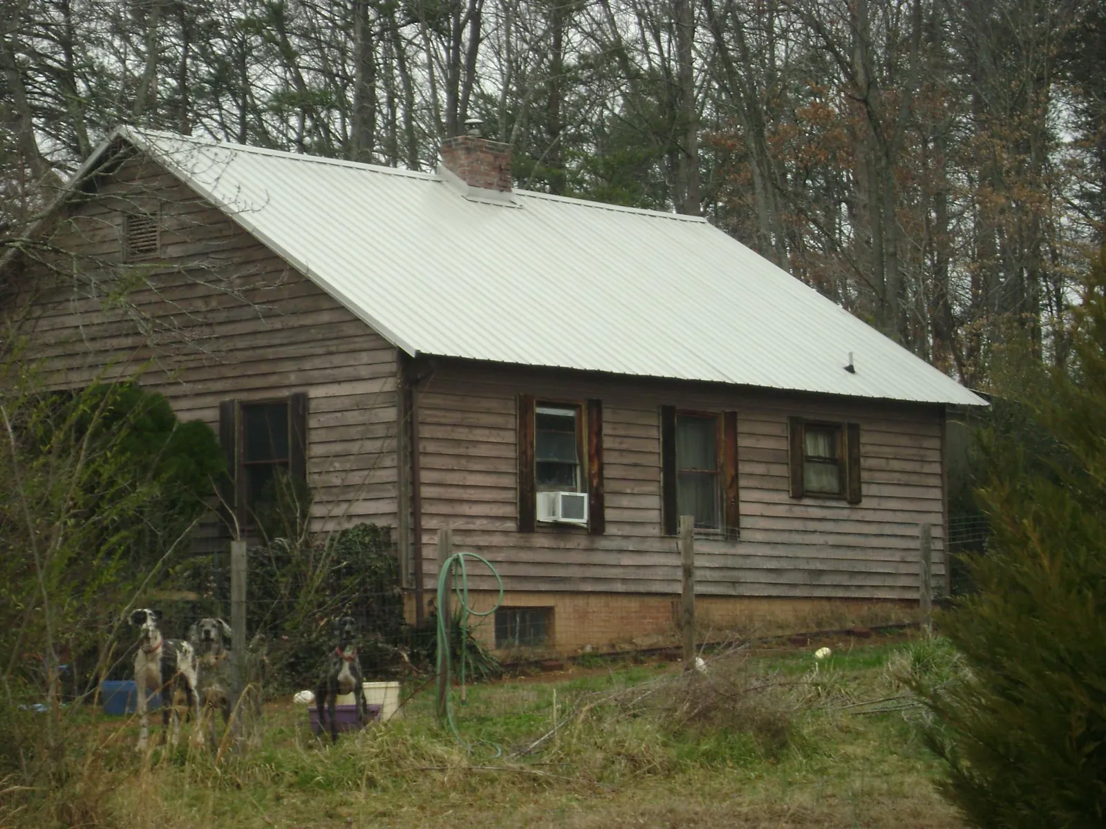 White metal roof on an old wood sided farmhouse, from a Metal Roof Installation job in Underwood